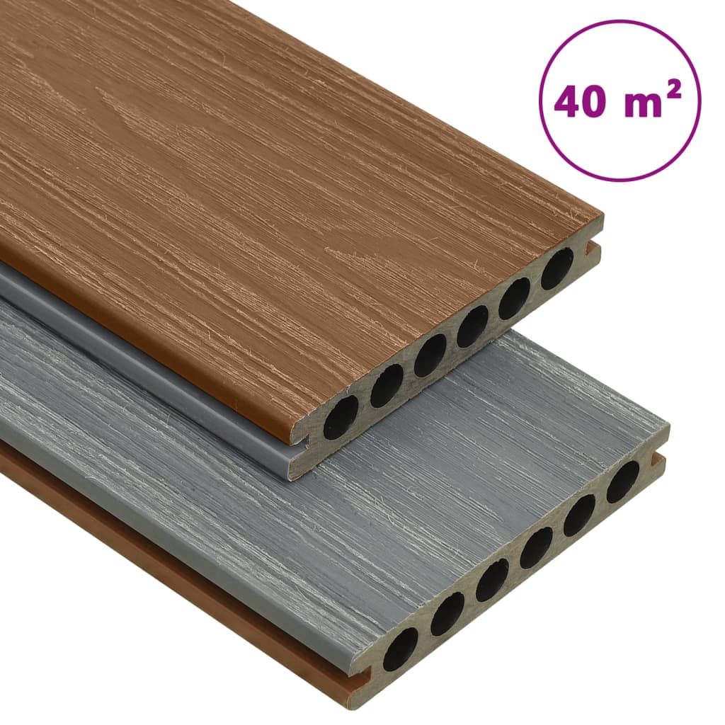 Terrasplanken met accessoires 40 m² 4 m HKC bruin en grijs