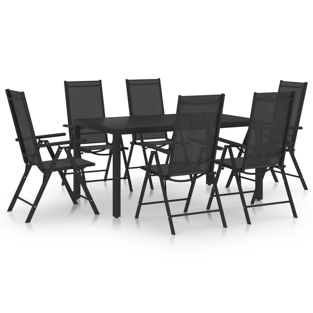 7-delige Tuinset aluminium zwart