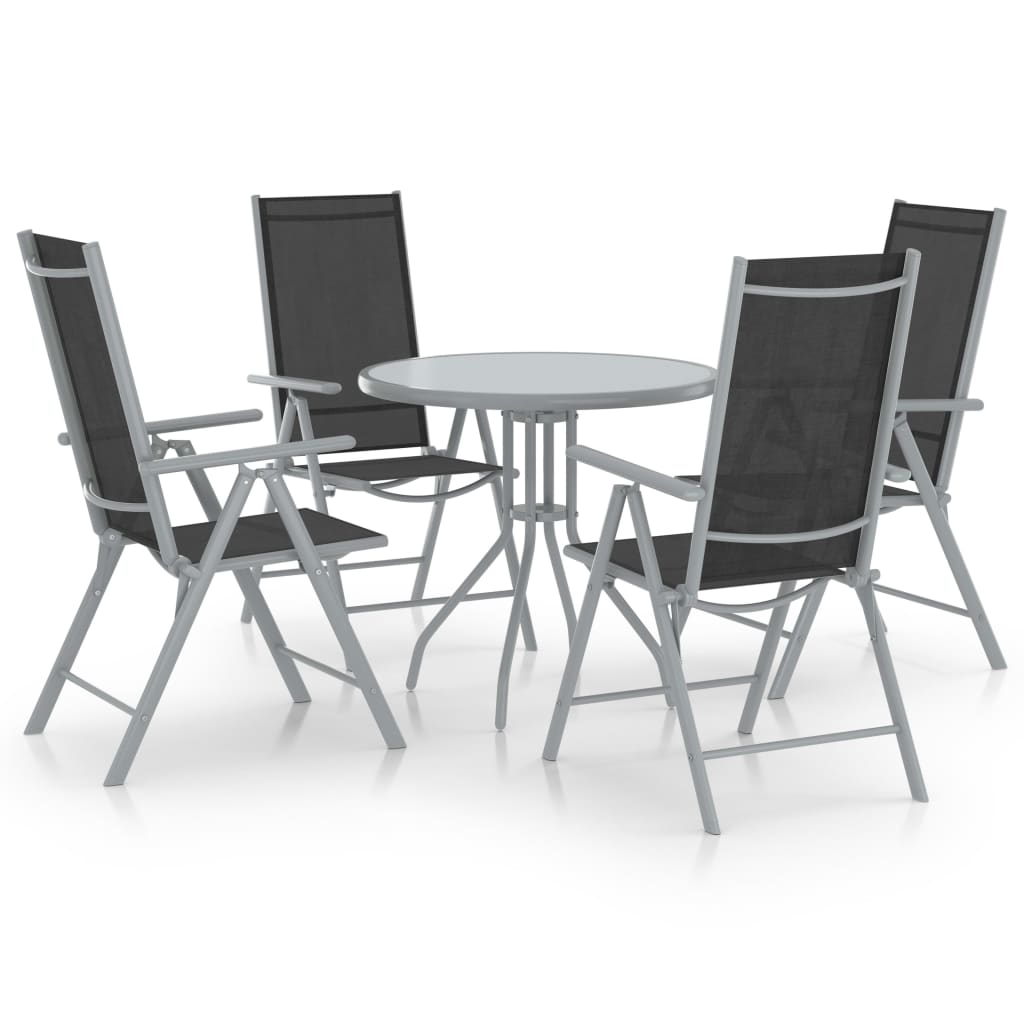 5-delige Tuinset aluminium en textileen zilverkleurig