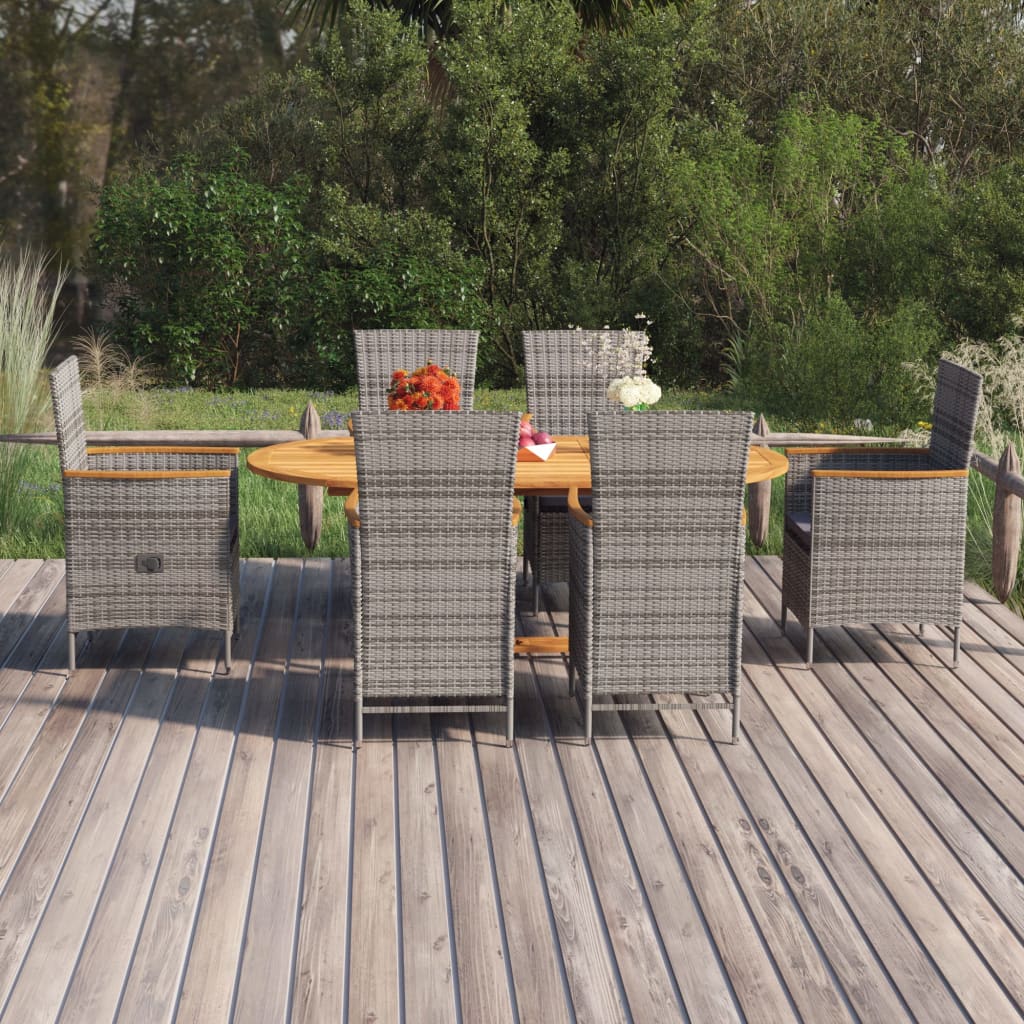 7-delige Tuinset poly rattan grijs – afbeelding 1