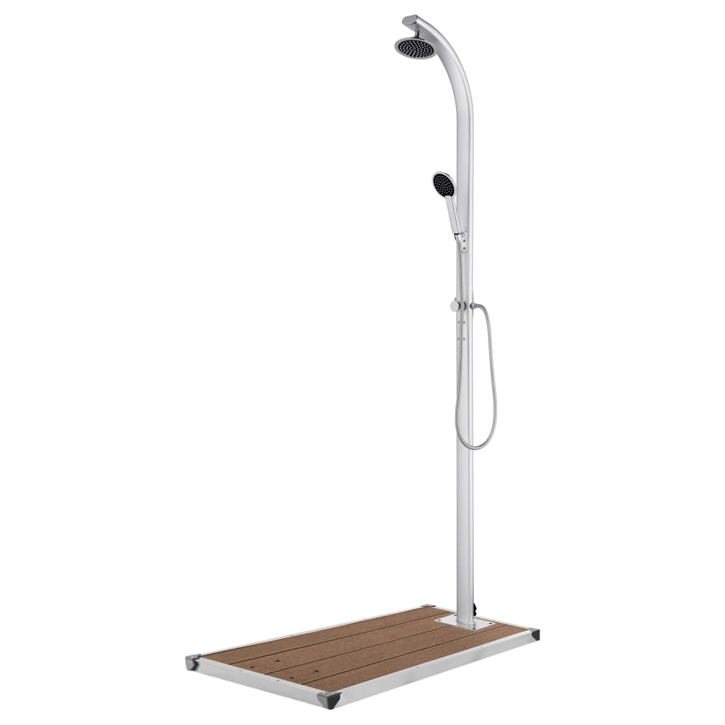 Buitendouche met bruine basis 220 cm aluminium