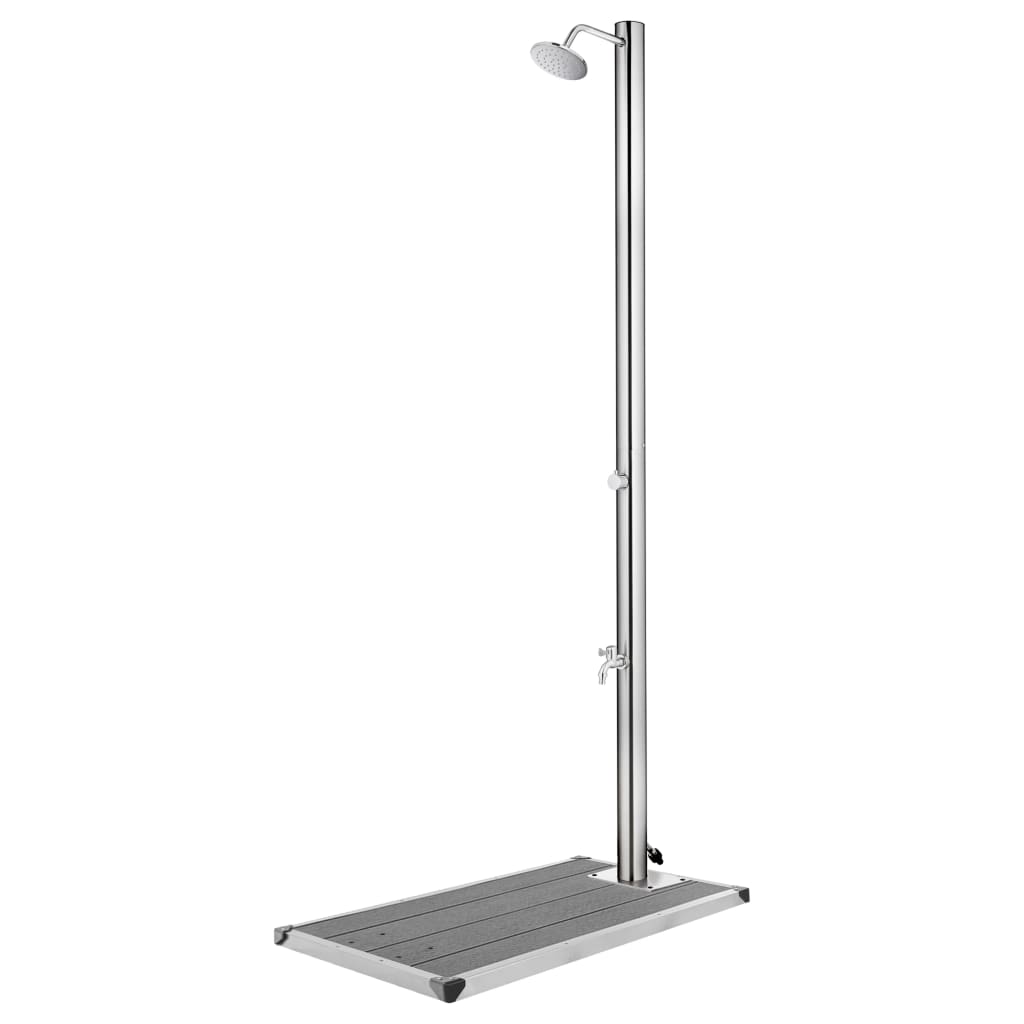 Buitendouche met grijze basis 220 cm roestvrij staal