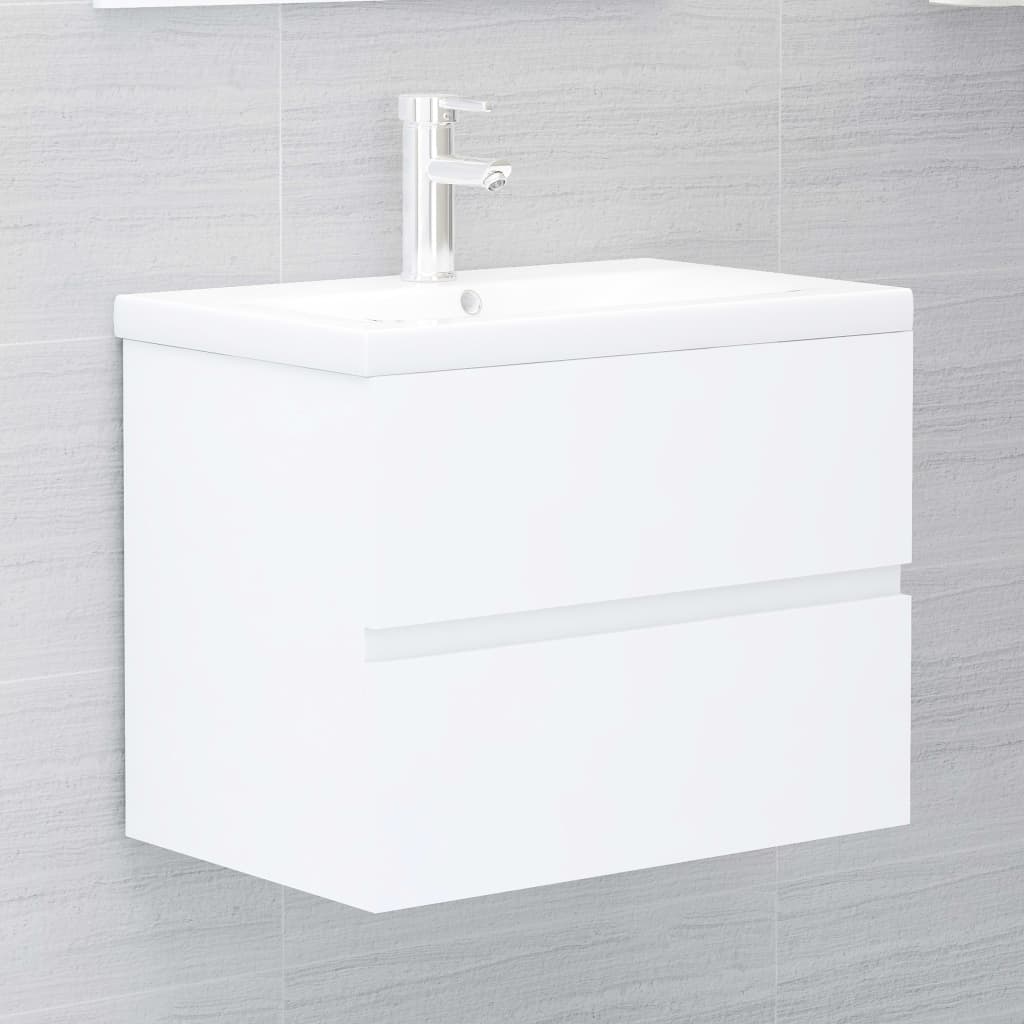 Wastafelkast met ingebouwde wastafel spaanplaat wit
