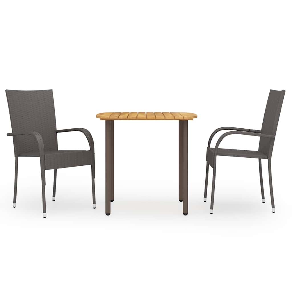 3-delige Tuinset poly rattan bruin – afbeelding 1