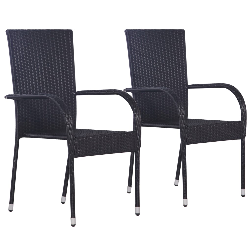3-delige Tuinset poly rattan zwart – afbeelding 2