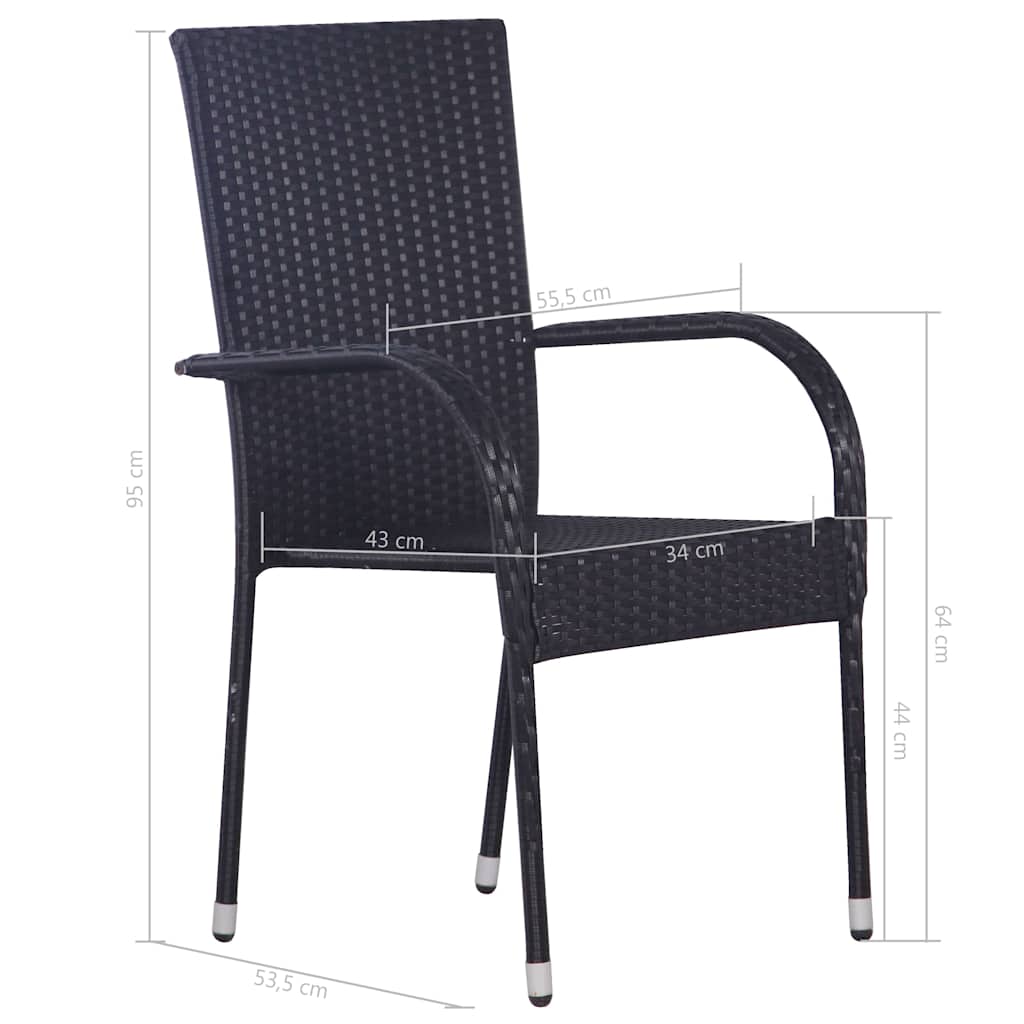 3-delige Tuinset poly rattan zwart – afbeelding 9