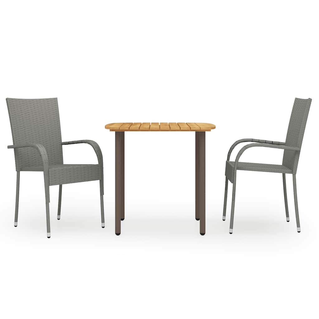 3-delige Tuinset poly rattan grijs – afbeelding 1