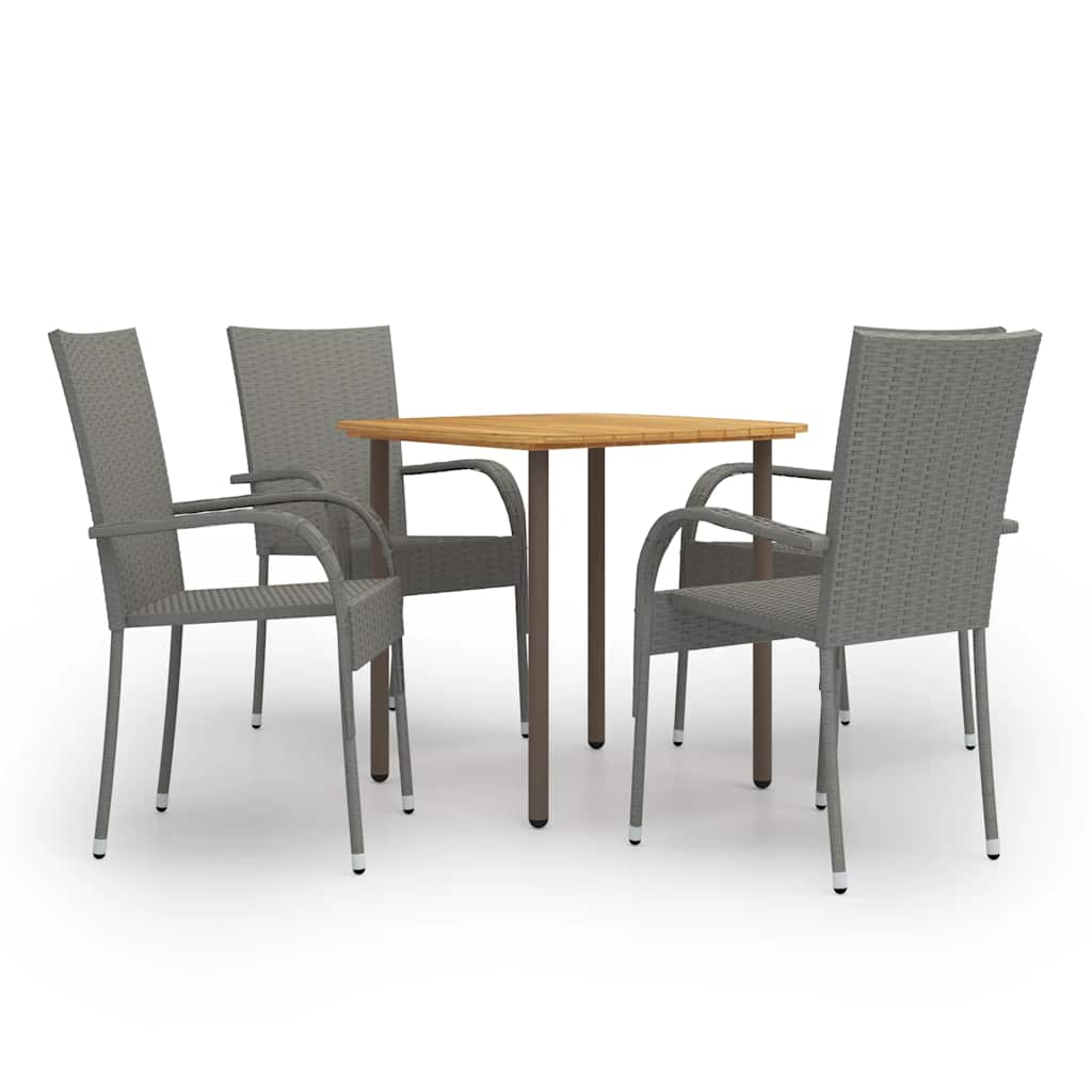 5-delige Tuinset poly rattan grijs – afbeelding 1