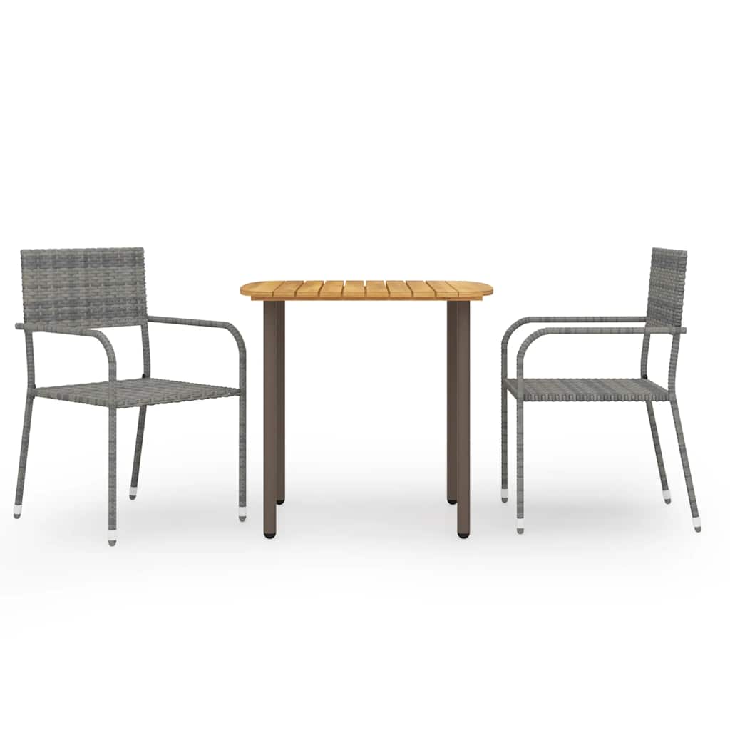 3-delige Tuinset poly rattan grijs – afbeelding 1