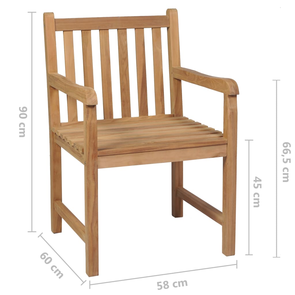 Tuinstoelen 4 st met rood geruite kussens massief teakhout – afbeelding 10