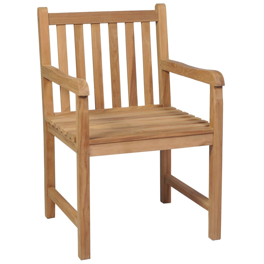 Tuinstoelen 4 st met rood geruite kussens massief teakhout – afbeelding 2