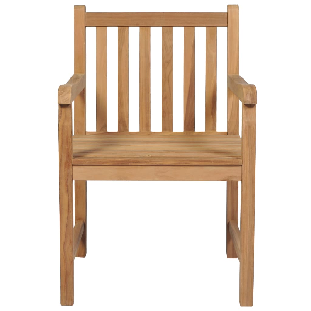 Tuinstoelen 4 st met rood geruite kussens massief teakhout – afbeelding 3