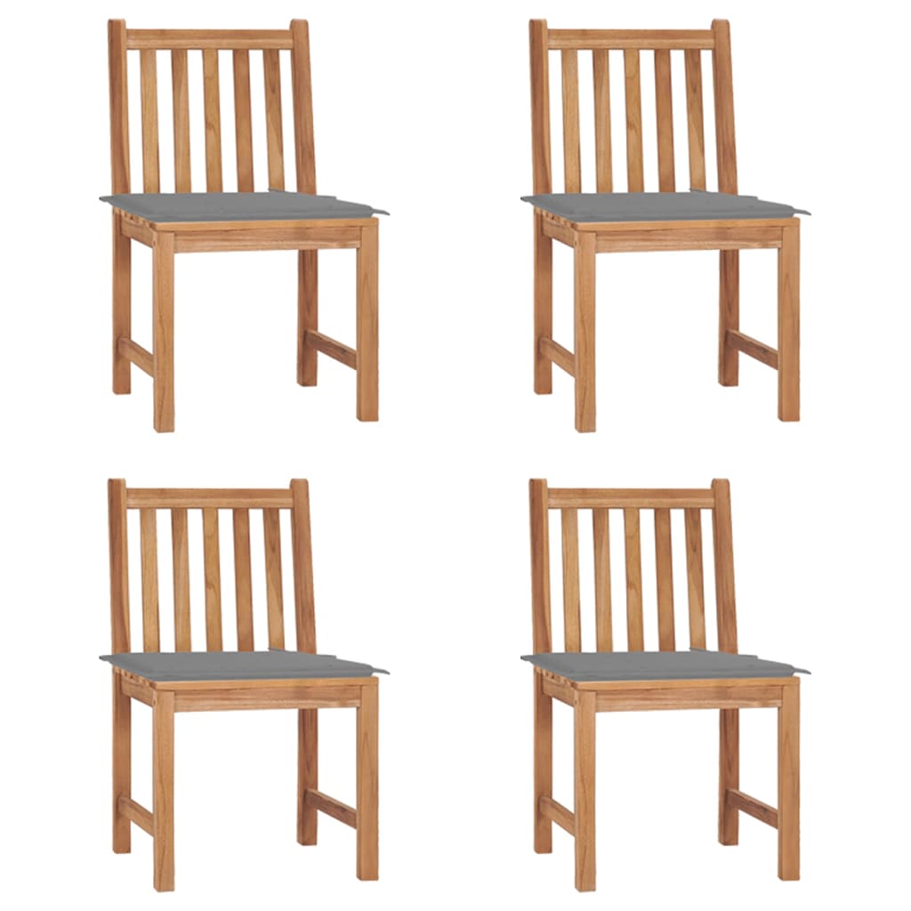 Tuinstoelen 4 st met kussens massief teakhout