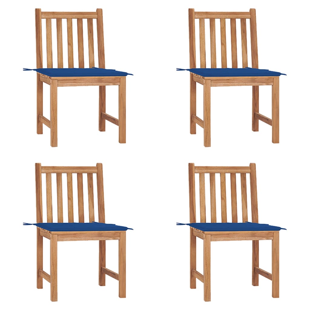 Tuinstoelen 4 st met kussens massief teakhout
