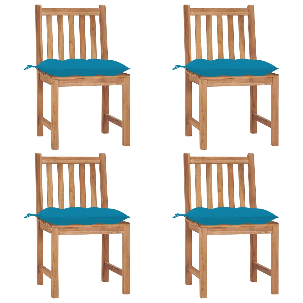 Tuinstoelen 4 st met kussens massief teakhout