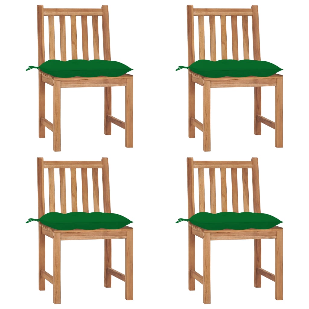Tuinstoelen 4 st met kussens massief teakhout – afbeelding 1