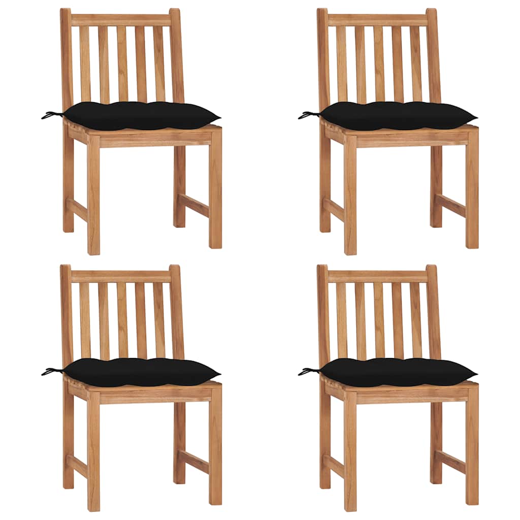 Tuinstoelen 4 st met kussens massief teakhout