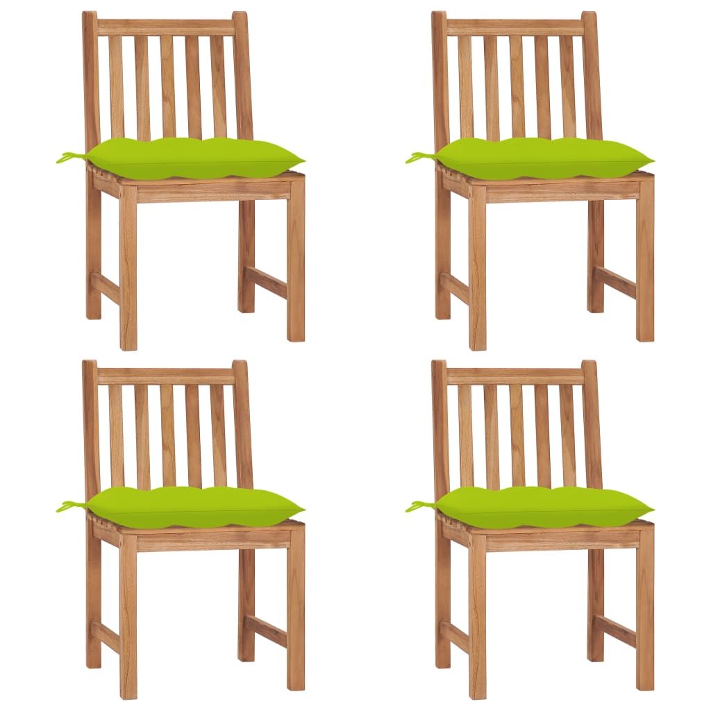 Tuinstoelen 4 st met kussens massief teakhout
