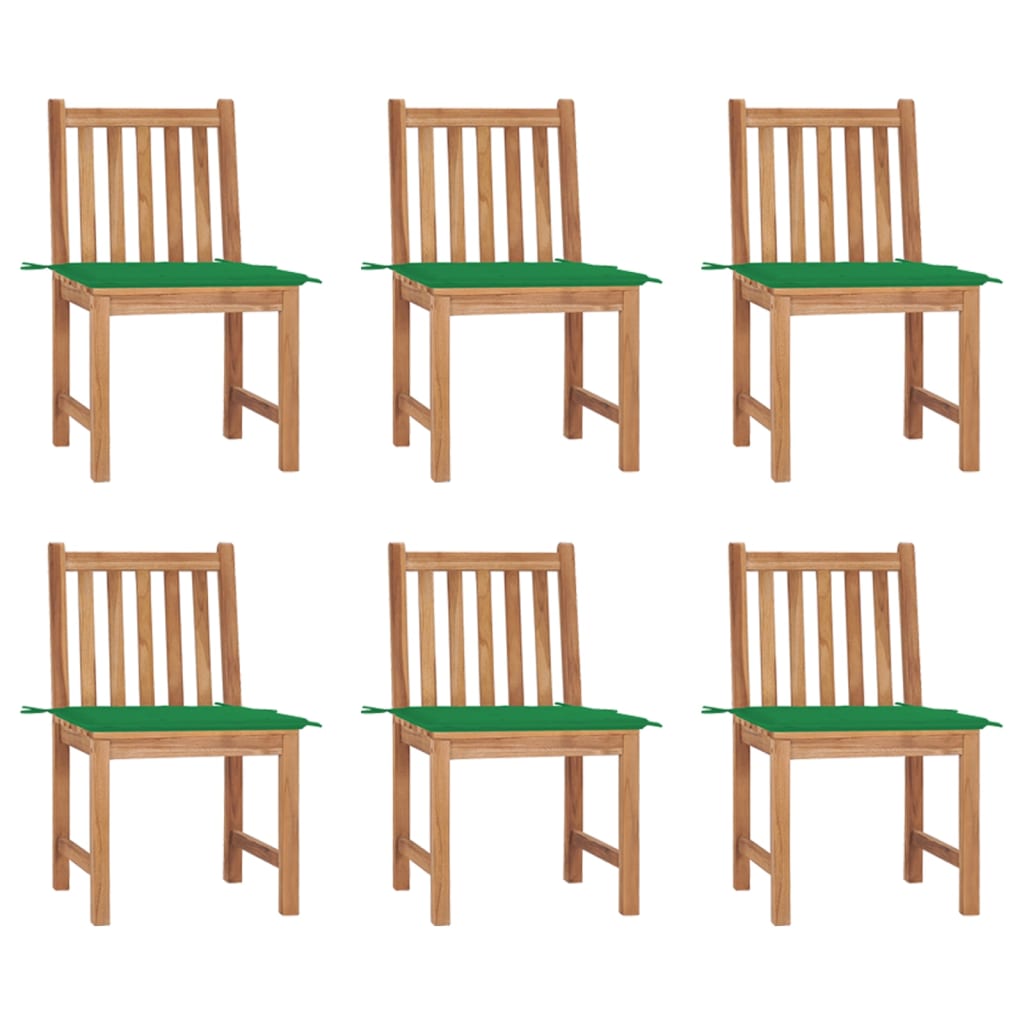 Tuinstoelen 6 st met kussens massief teakhout