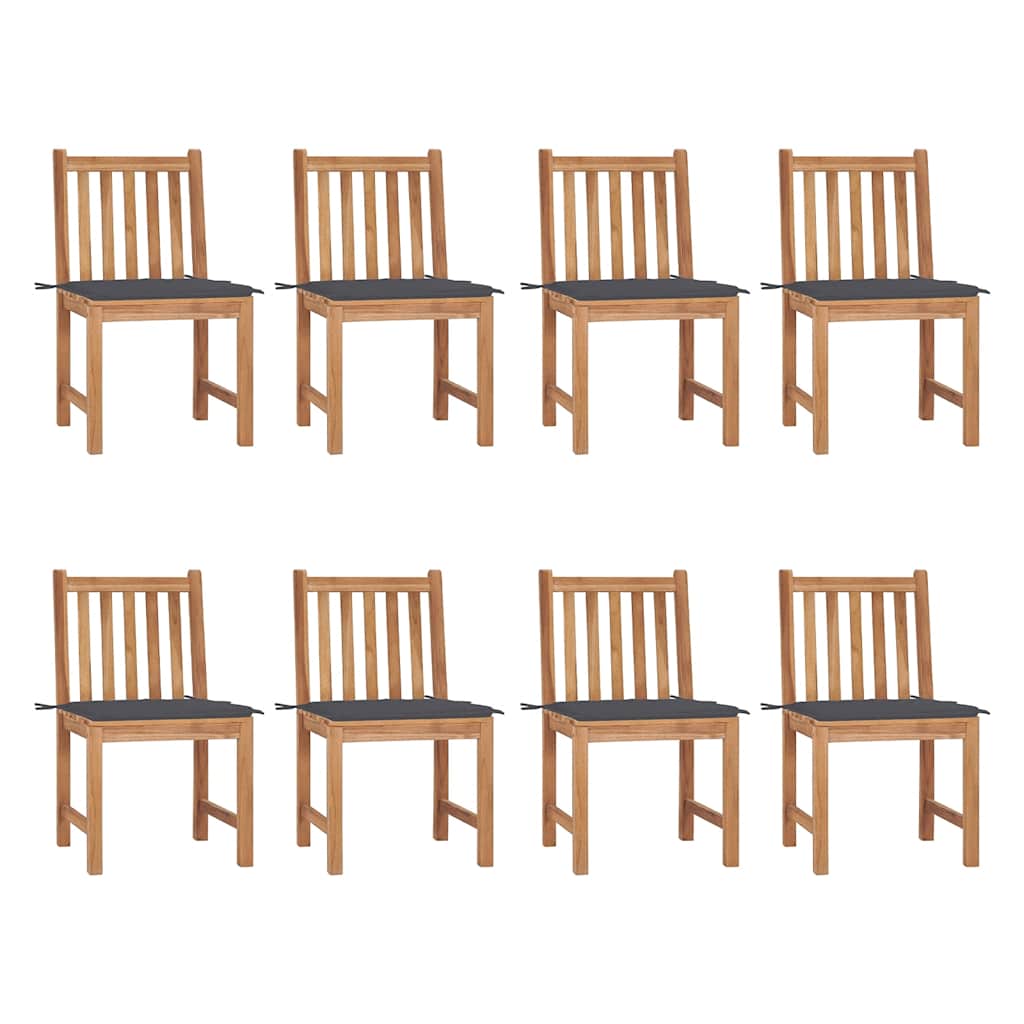 Tuinstoelen 8 st met kussens massief teakhout