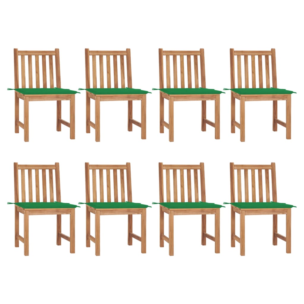 Tuinstoelen 8 st met kussens massief teakhout – afbeelding 1