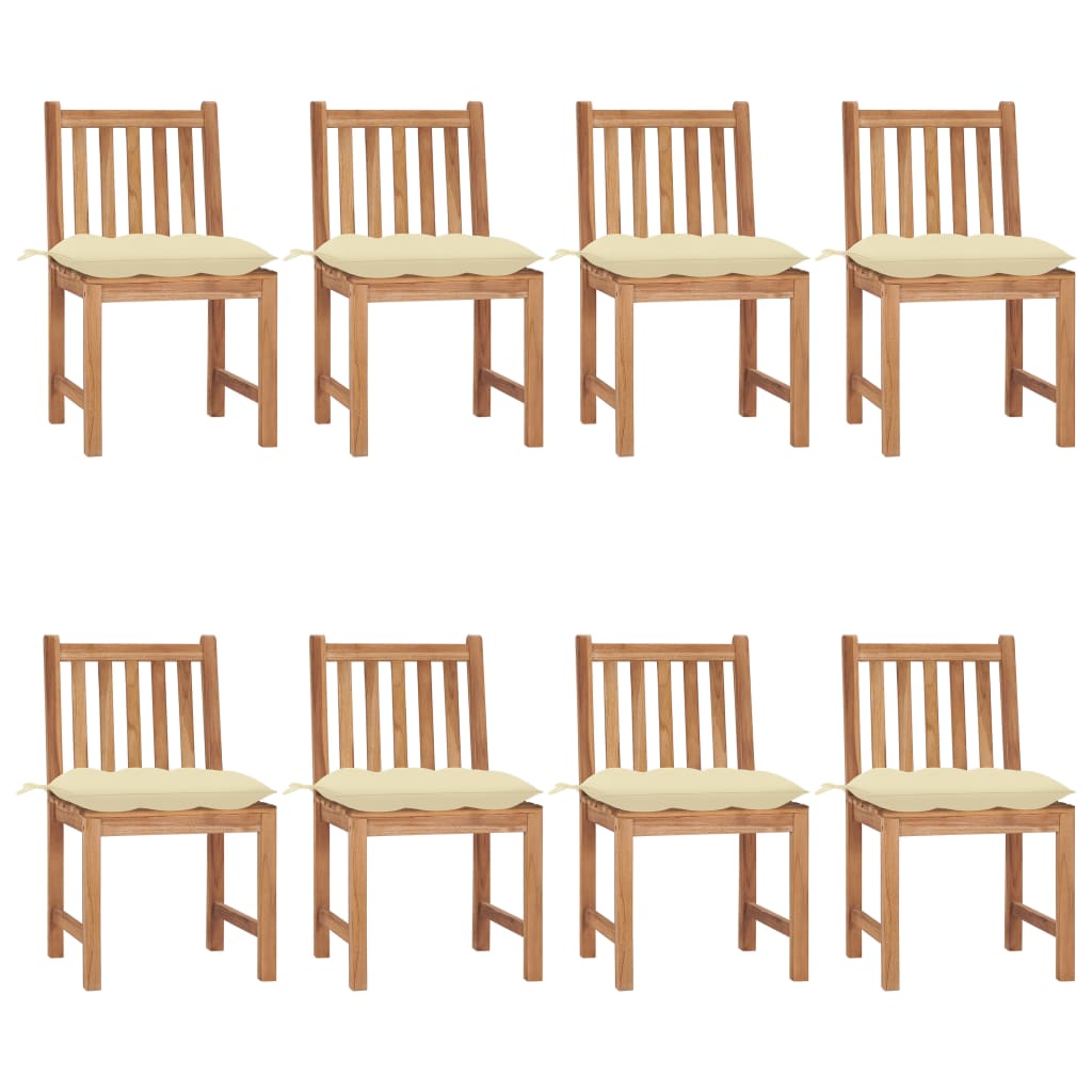 Tuinstoelen 8 st met kussens massief teakhout – afbeelding 1