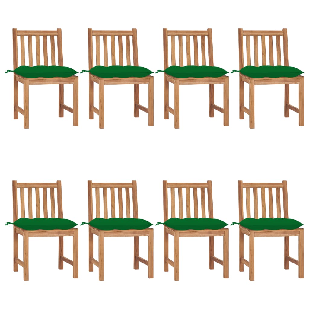 Tuinstoelen 8 st met kussens massief teakhout – afbeelding 1