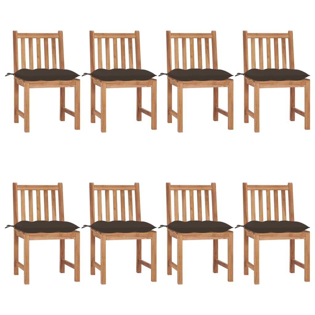 Tuinstoelen 8 st met kussens massief teakhout – afbeelding 1