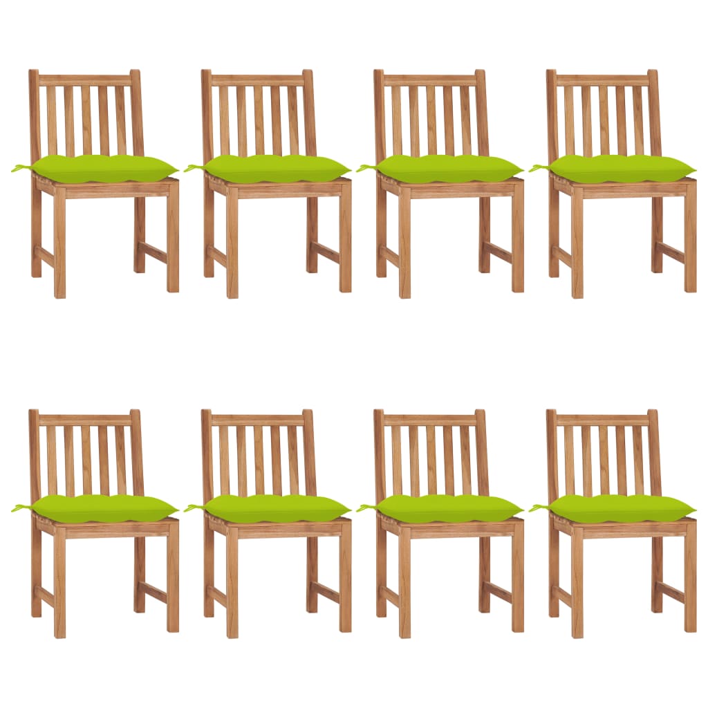 Tuinstoelen 8 st met kussens massief teakhout