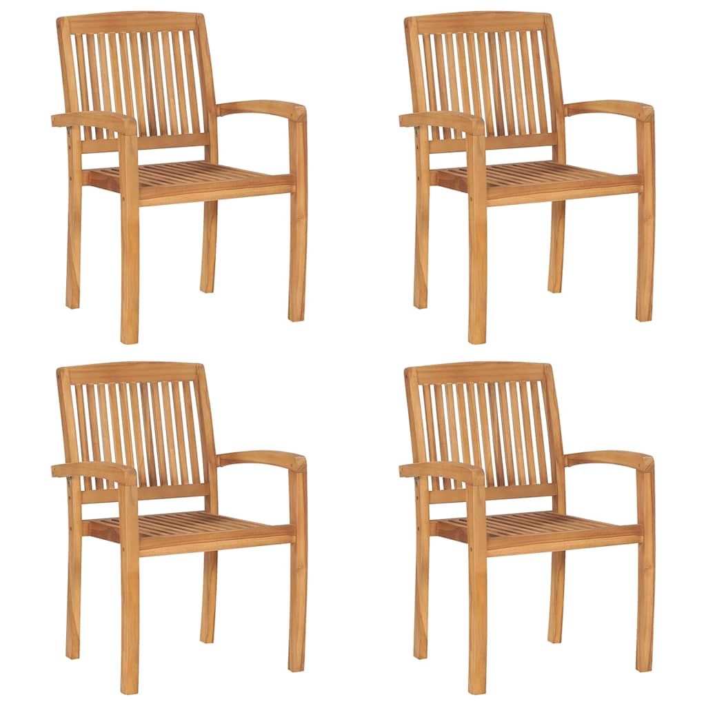 Tuinstoelen stapelbaar 4 st massief teakhout