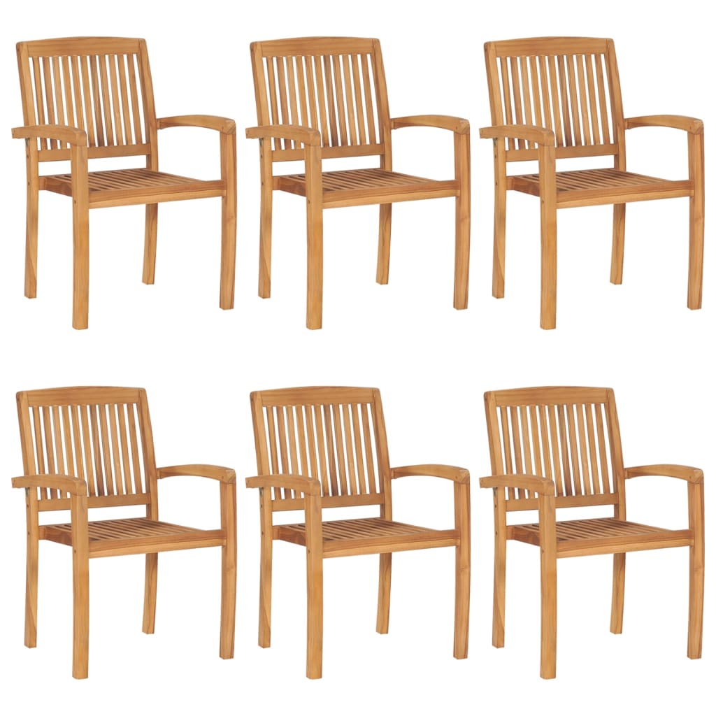 Tuinstoelen 6 st stapelbaar massief teakhout
