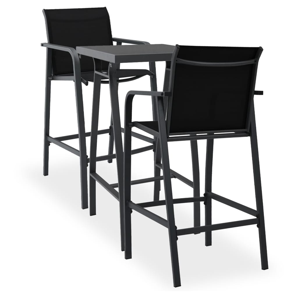 3-delige Tuinbarset zwart – afbeelding 1