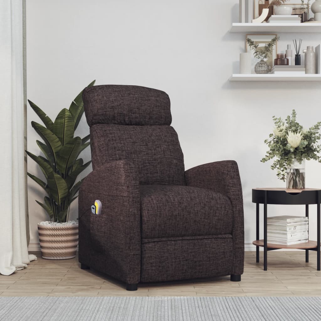 Massagestoel elektrisch verstelbaar stof donkerbruin