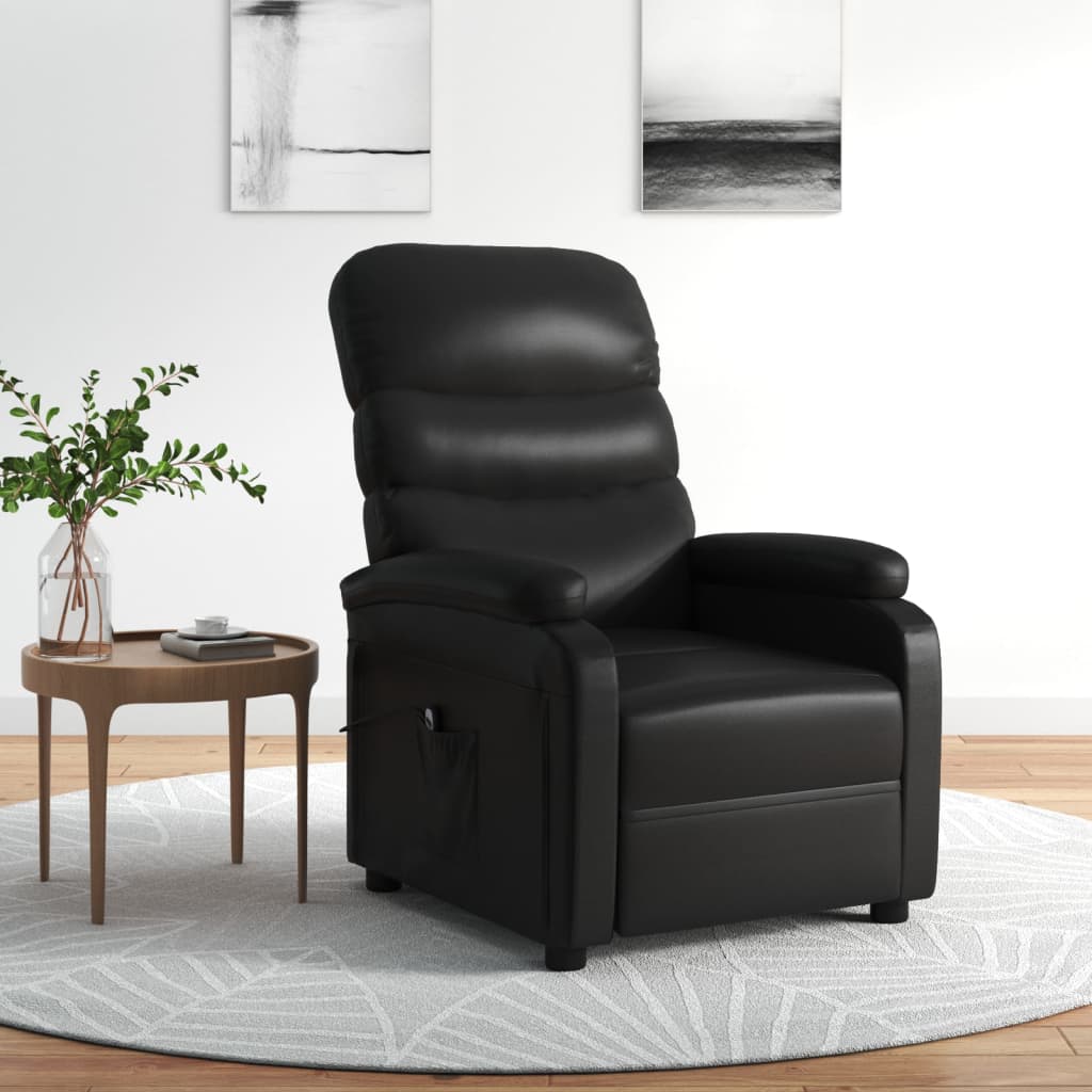 Fauteuil elektrisch verstelbaar kunstleer zwart