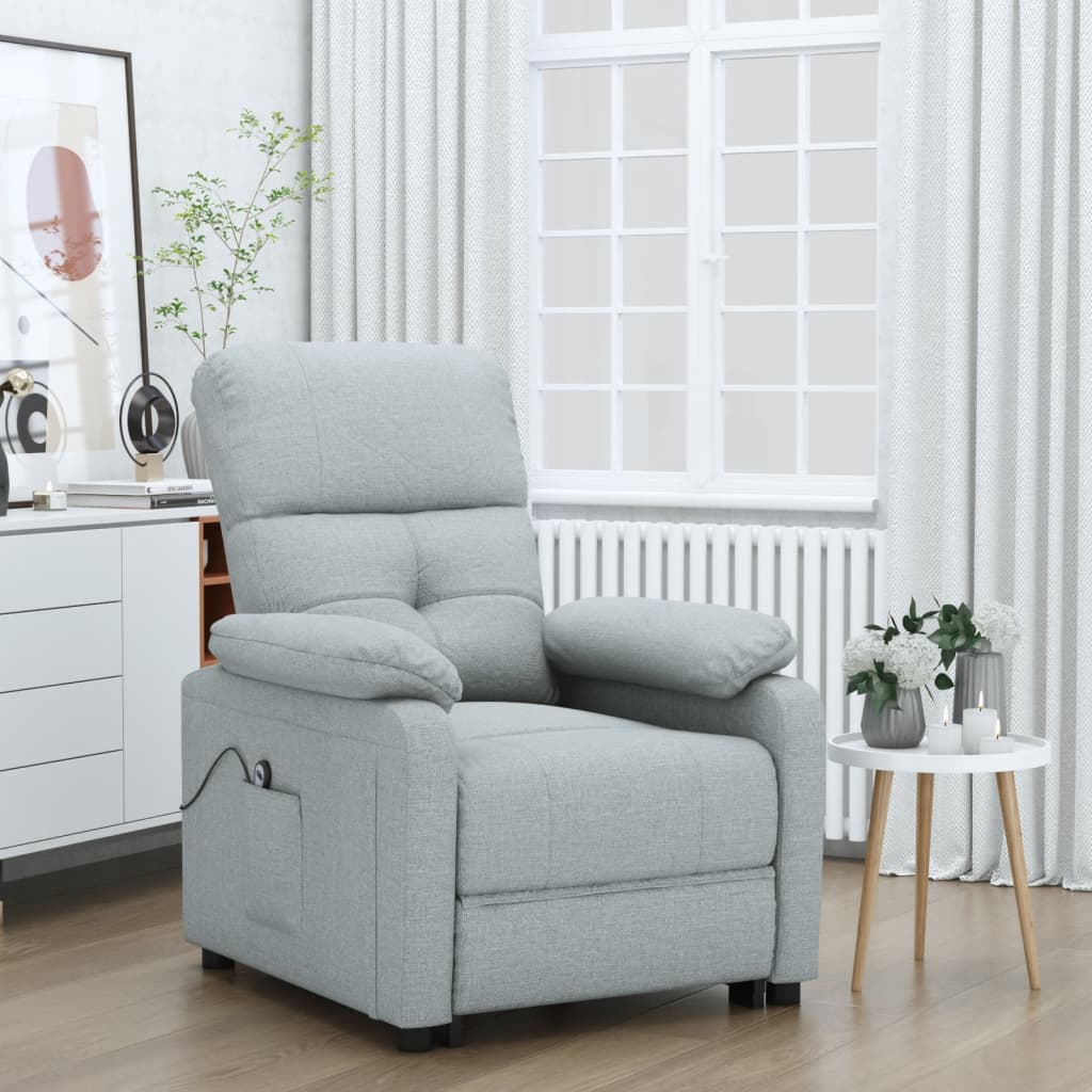 Fauteuil elektrisch verstelbaar stof lichtgrijs