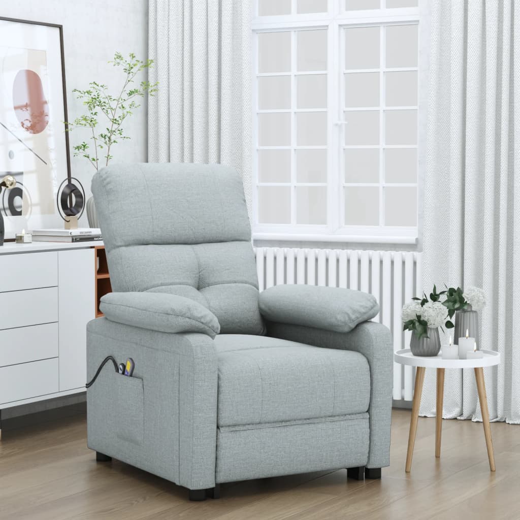 Massagestoel elektrisch stof lichtgrijs – afbeelding 1