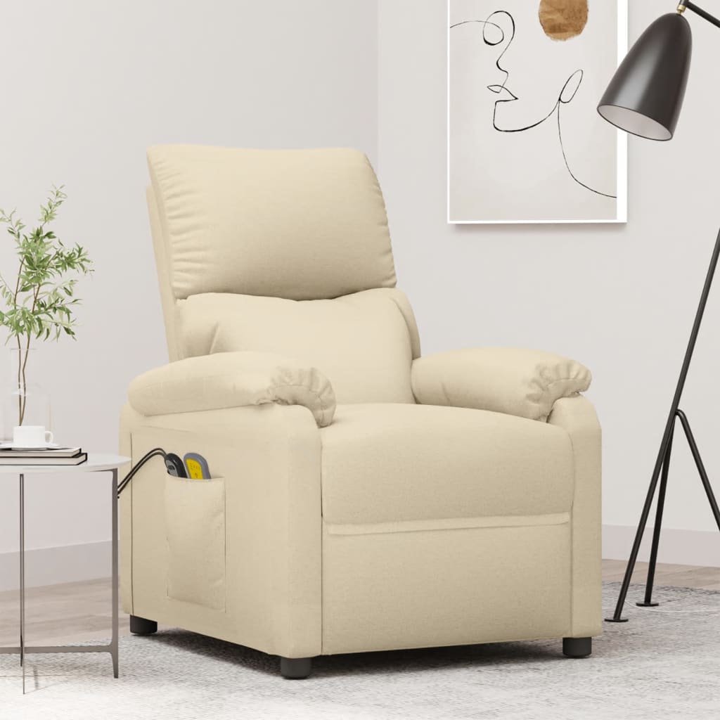 Massagestoel elektrisch stof crèmekleurig