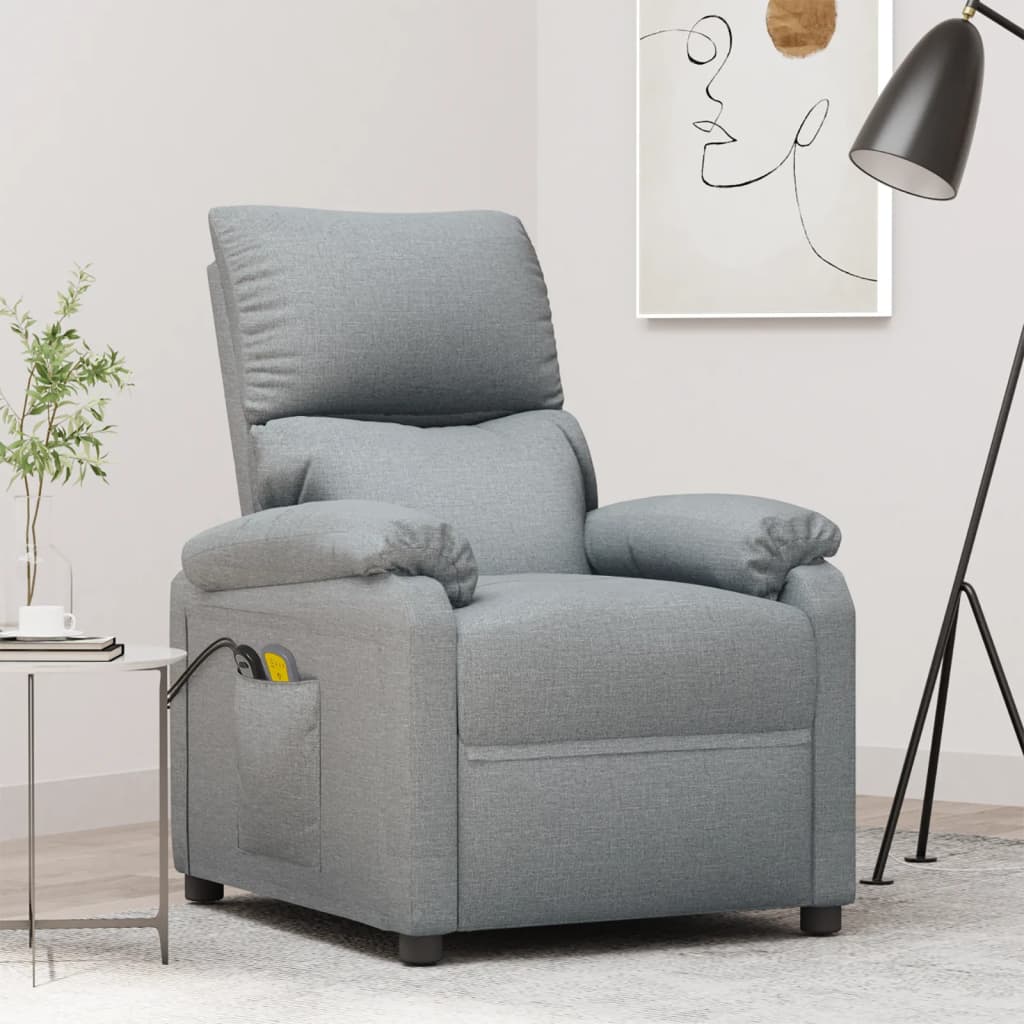 Massagestoel elektrisch stof lichtgrijs