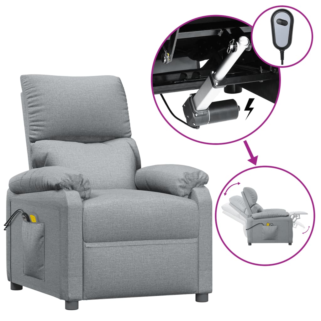 Massagestoel elektrisch stof lichtgrijs – afbeelding 2