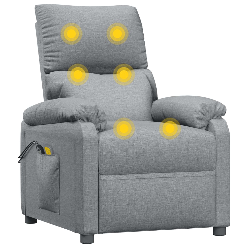 Massagestoel elektrisch stof lichtgrijs – afbeelding 7