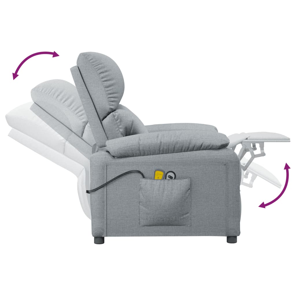 Massagestoel elektrisch stof lichtgrijs – afbeelding 8