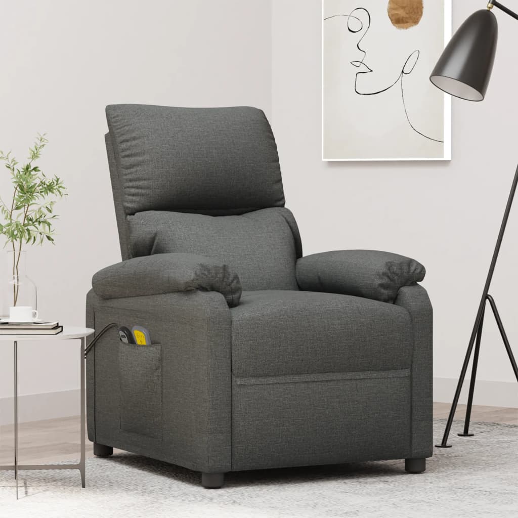 Massagestoel elektrisch stof donkergrijs