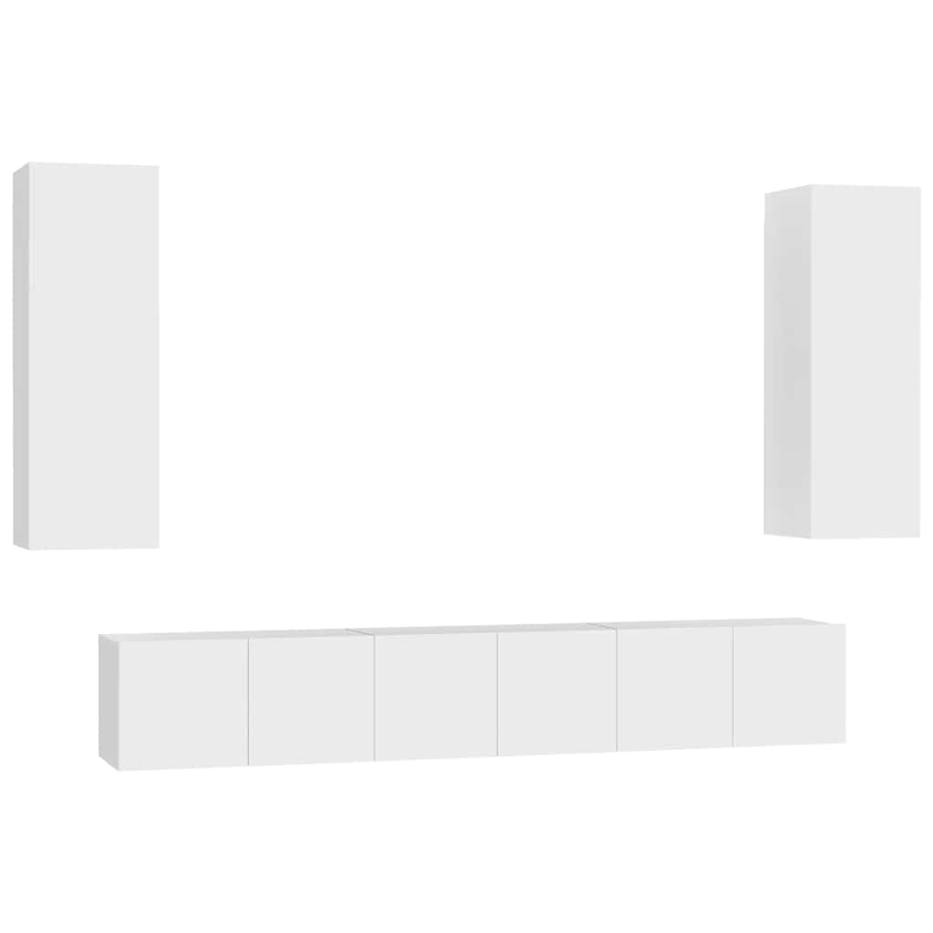 5-delige Tv-meubelset bewerkt hout wit – afbeelding 2