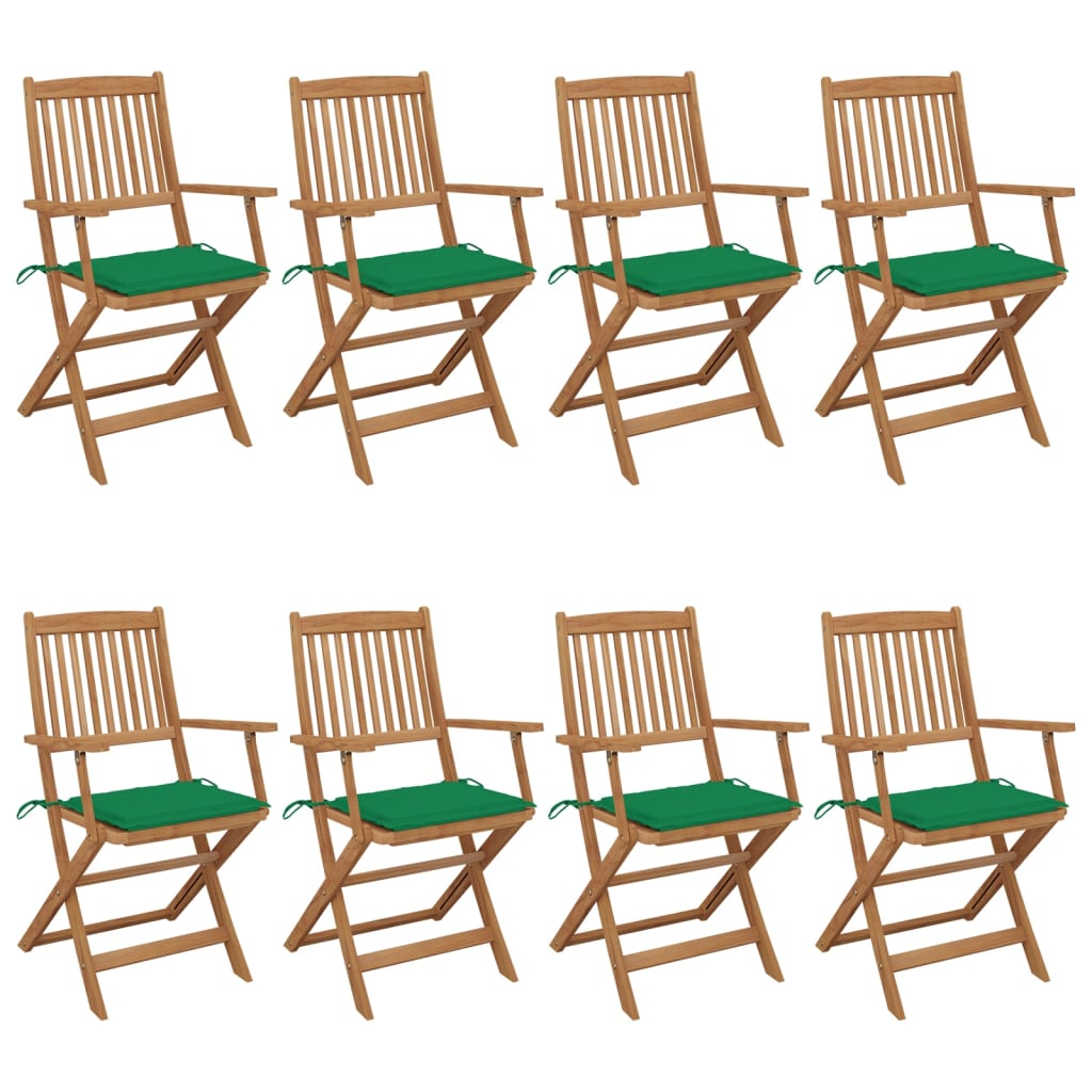 Tuinstoelen 8 st inklapbaar met kussens massief acaciahout – afbeelding 1