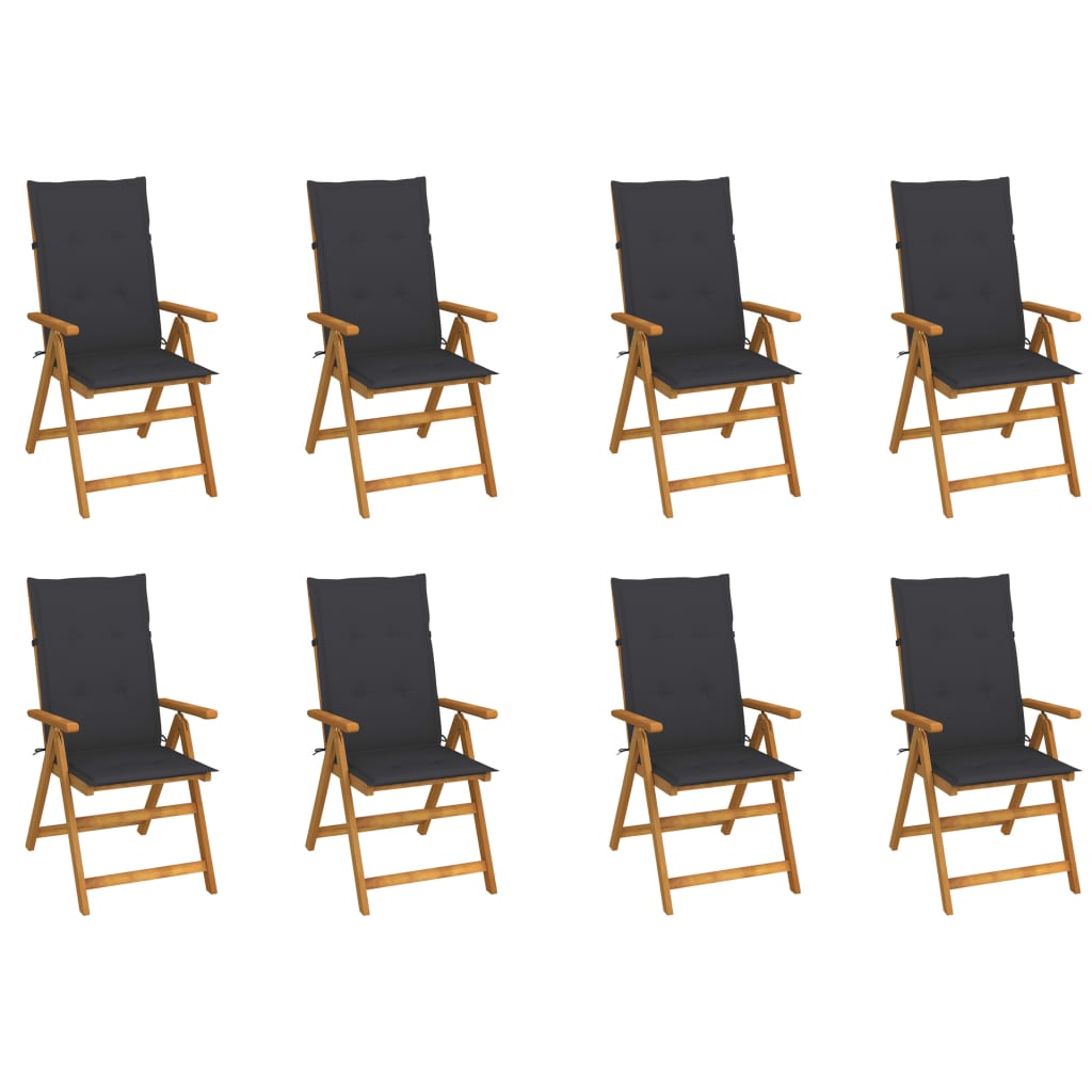 Tuinstoelen 8 st inklapbaar met kussens massief acaciahout – afbeelding 1