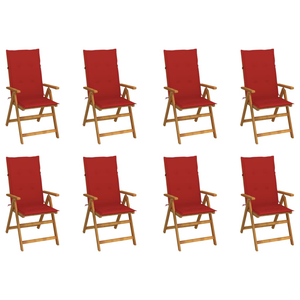 Tuinstoelen 8 st inklapbaar met kussens massief acaciahout – afbeelding 1