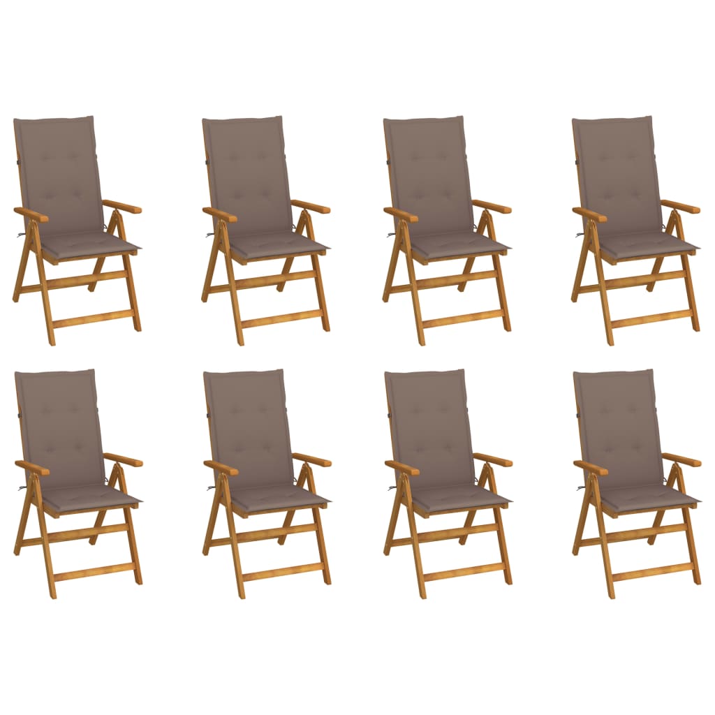 Tuinstoelen 8 st inklapbaar met kussens massief acaciahout