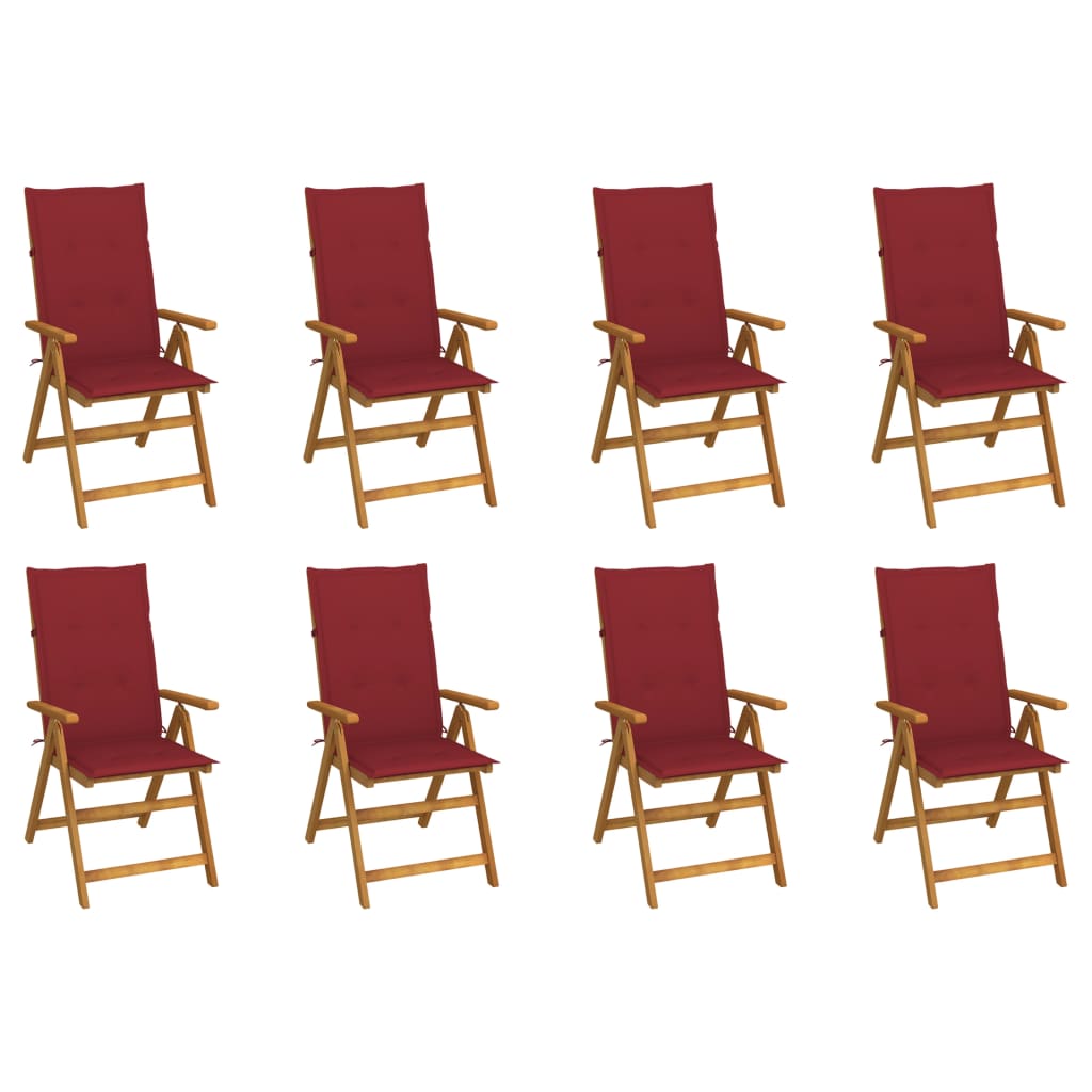 Tuinstoelen 8 st inklapbaar met kussens massief acaciahout