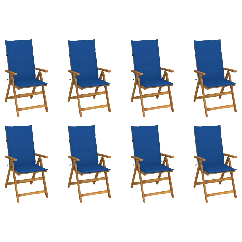 Tuinstoelen 8 st inklapbaar met kussens massief acaciahout – afbeelding 1