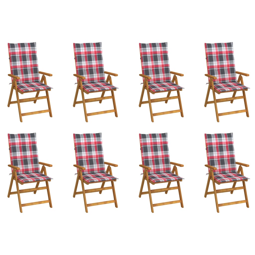 Tuinstoelen 8 st inklapbaar met kussens massief acaciahout – afbeelding 1